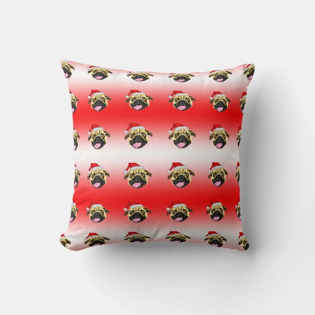 Coussin de Noël Pug (Recto)