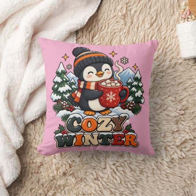  Coussin de Noël Rétro Pingouin Confortable d'Hive (Couverture)