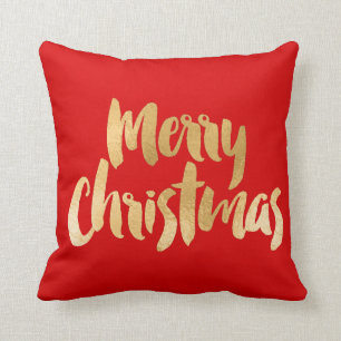 Coussin de Noël rouge et or "Joyeux Noël"
