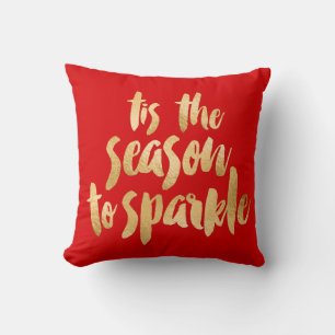 Coussin de Noël rouge et or Sparkle
