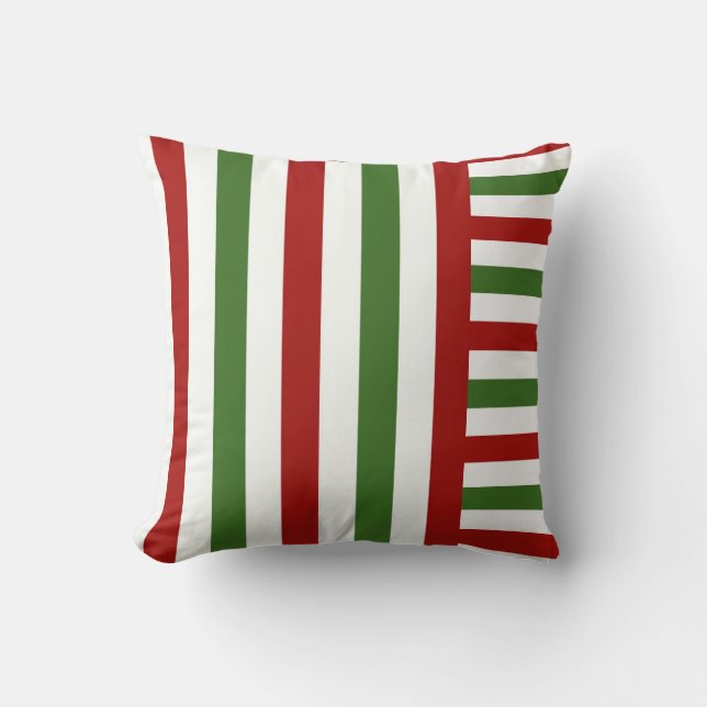 Coussin de Noël rouge, vert et blanc (Recto)