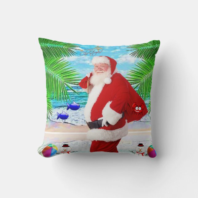 Coussin de Noël, Santa Claus de plage estivale (Recto)