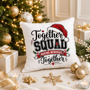Coussin de Noël vintage rouge vert Citation Joie