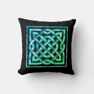 Coussin de noeud celtique - Design bleu vert