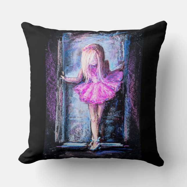 Coussin de noir et de rose avec la fille de (Recto)