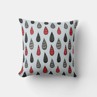 Coussin De noir rouge étrange de motif de pluie et d'encre