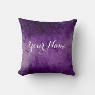 Coussin de nom de dégradé violet personnalisable