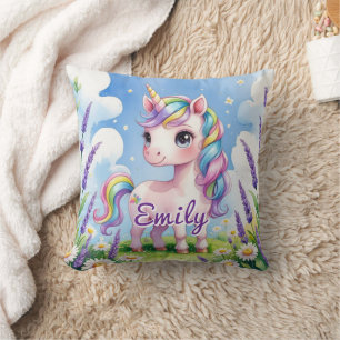 Coussin de nom modifiable du champ Lavender Unicor