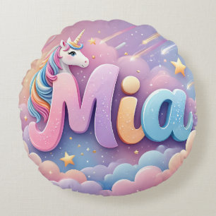 Coussin de nom Unicorne Pastel personnalisé