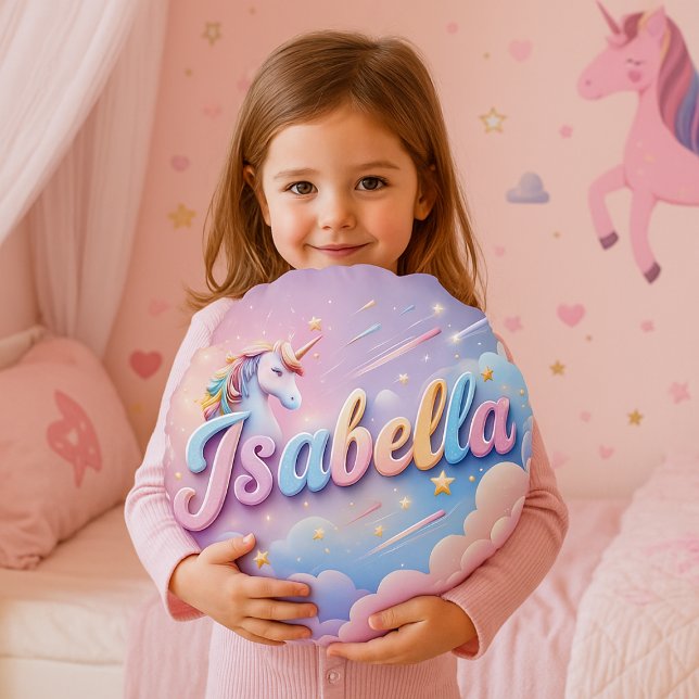Coussin de nom Unicorne Pastel personnalisé (Créateur téléchargé)