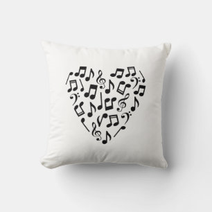 Coussin de notes musicales en forme de coeur (Arri