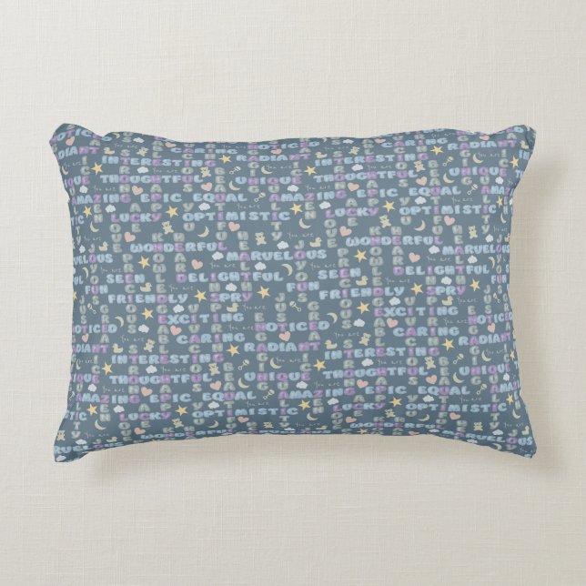 Coussin de nurserie affirmations positives Bleu (Devant)