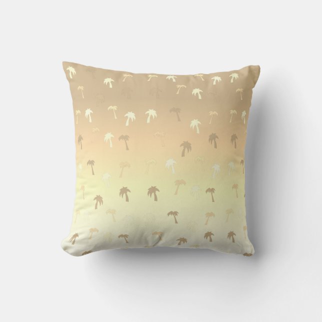 Coussin de palmier jaune doré mignon tropical (Recto)