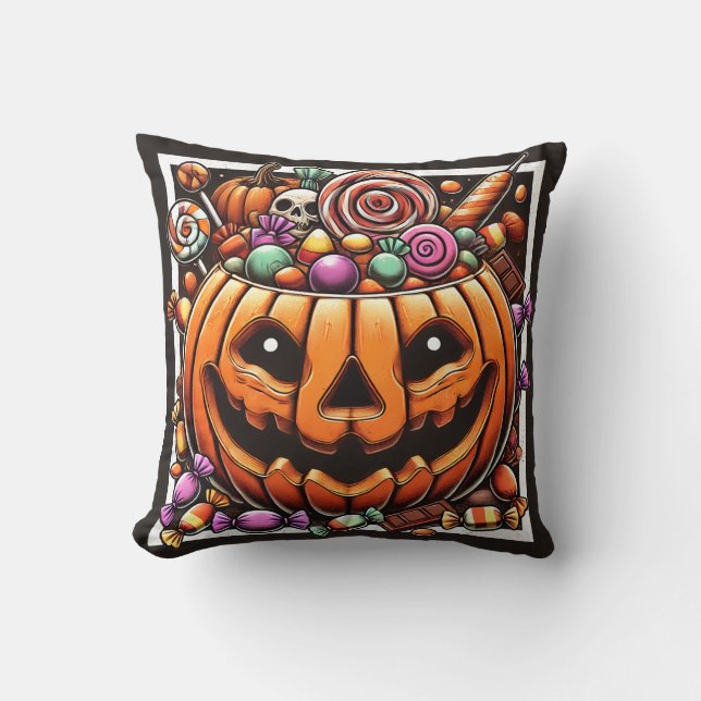 Coussin de panier Citrouille Halloween (Recto)