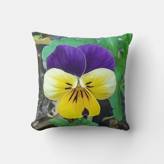 Coussin de Pansons Violet Et Jaune (Recto)