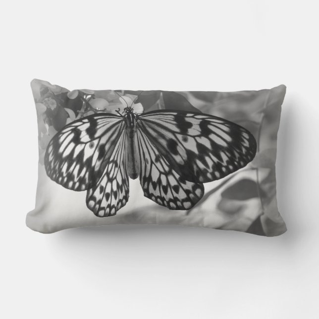 Coussin de papillon noir et blanc (Recto)