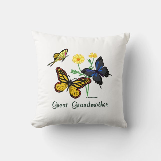 Coussin de papillons d'arrière grand-mère (Recto)