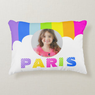 coussin de Paris de nom de photo de rayure