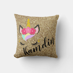 Coussin de Parties scintillant d'or Unicorn person