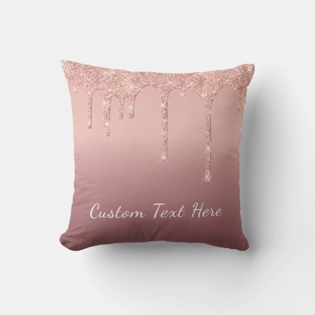 Coussin de Parties scintillant rose Gold avec text (Recto)