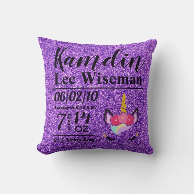 Coussin de Parties scintillant violet Unicorne de  (Recto)