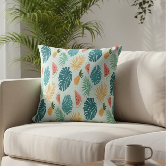 Coussin de pastèque bleu tropical (Créateur téléchargé)
