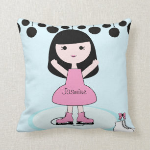 Coussin de patineur artistique de fille de cheveux
