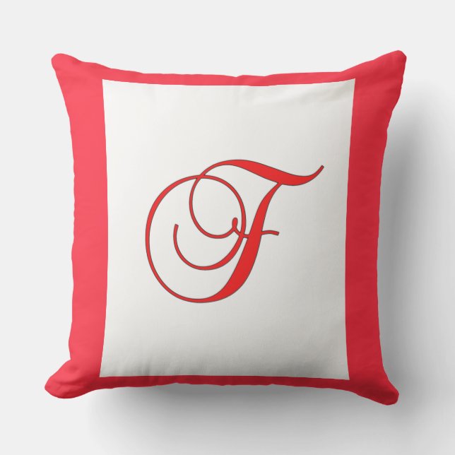 Coussin de patio extérieur carré avec initiale de  (Recto)