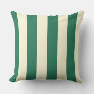 Coussin de patio extérieur rayé vert et crème