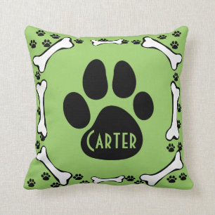 Coussin de pattes de chien et d'os de chien