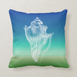 Coussin de paysage marin de vert bleu de Shell de