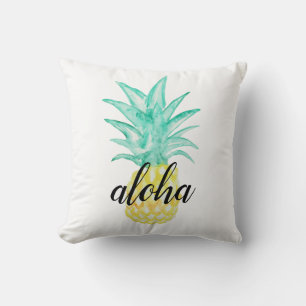 Coussin de peinture à l'aquarelle d'ananas tropica