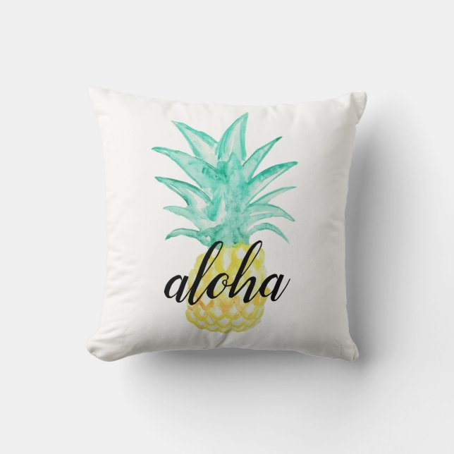 Coussin de peinture à l'aquarelle d'ananas tropica (Recto)
