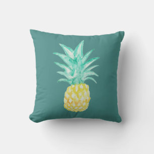 Coussin de peinture à l'aquarelle d'ananas tropica