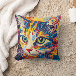 Coussin de peinture à l'huile de visage de chat v