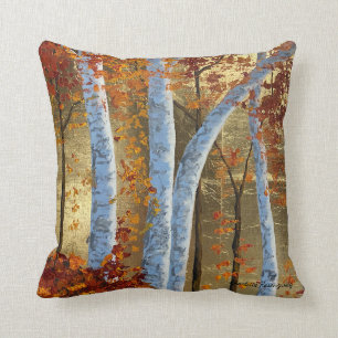 Coussin de peinture de feuilles d'or