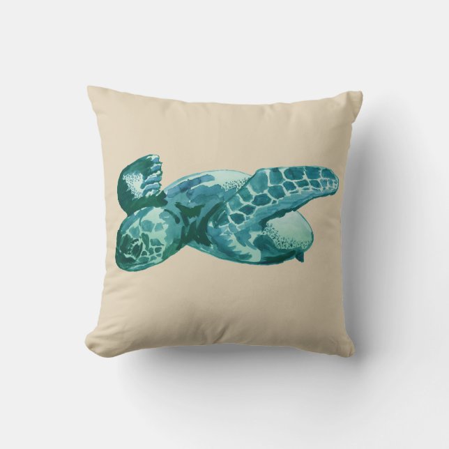 Coussin de peinture de plage de la tortue de mer (Recto)