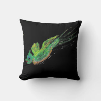 coussin de peinture d'oiseau vert