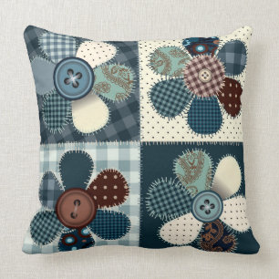 Coussin de photos de fleurs de patchwork