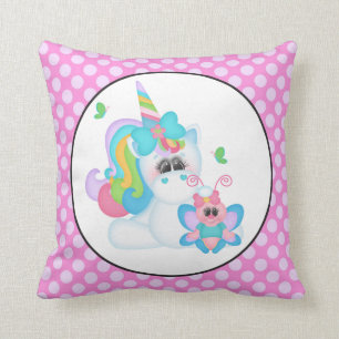 Coussin de pièce de filles de licorne d'imaginaire