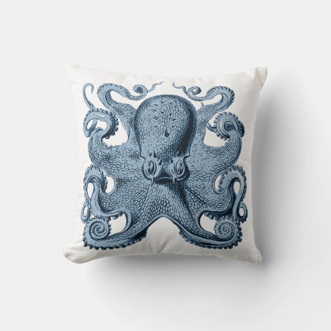 Coussin de pieuvre bleu Vintage (Recto)