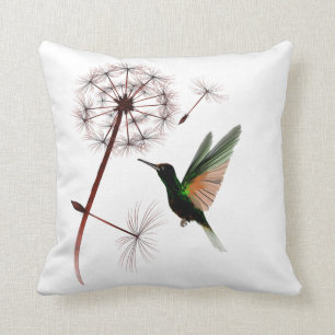 Coussin de pissenlit et de colibri
