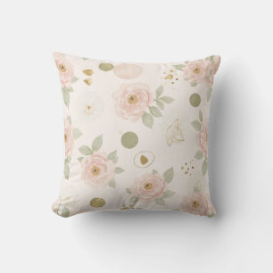 Coussin de pivoine rose pastel