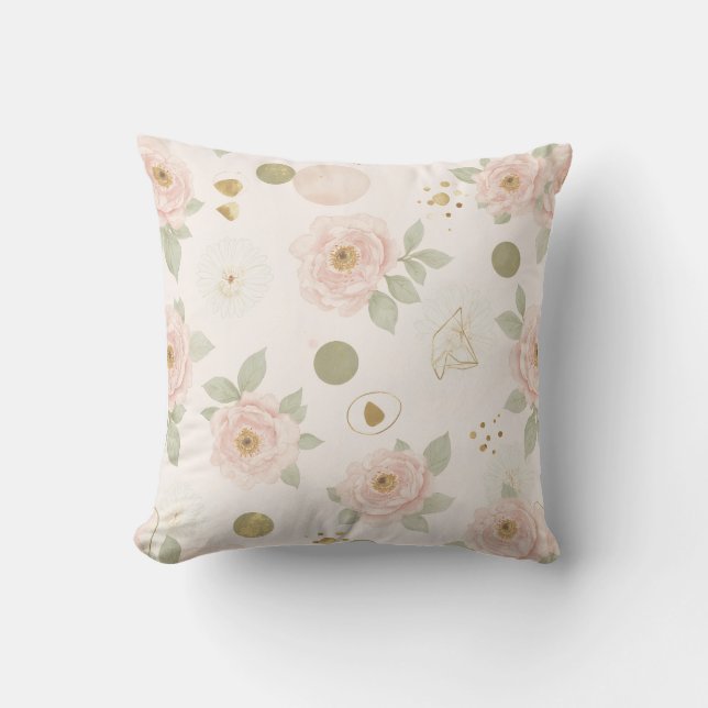 Coussin de pivoine rose pastel (Recto)