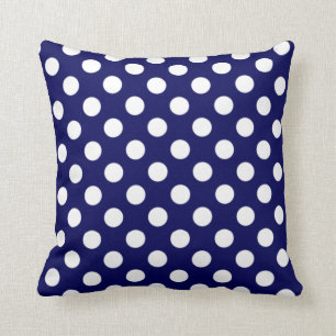 Coussin de points Polka bleu et blanc Navy