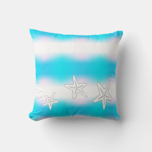 Coussin de poisson étoile de mer bleu turquoise él