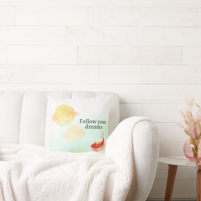 Coussin de poisson Koi "Suivez vos rêves" | Inspir (Canapé)