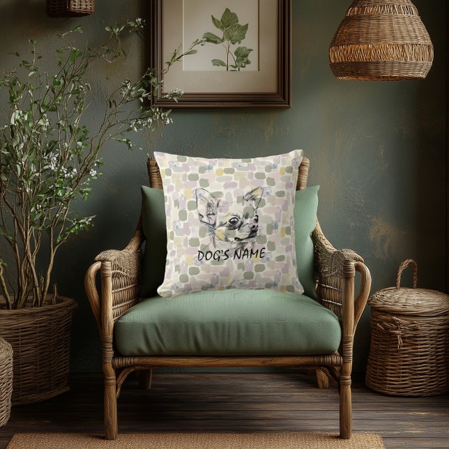 Coussin de portrait Chihuahua personnalisé Motif A (Créateur téléchargé)