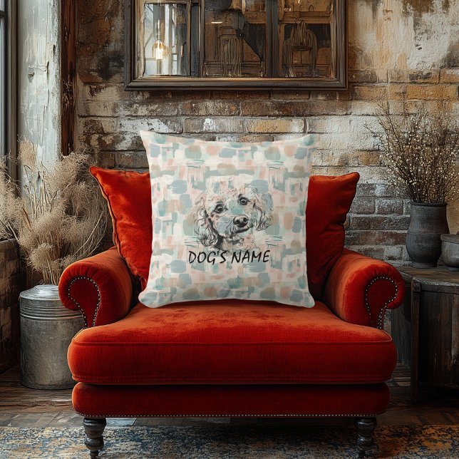 Coussin de portrait de caniche personnalisé Abstra (Créateur téléchargé)