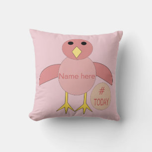 Coussin de poussins de fille rose personnalisé